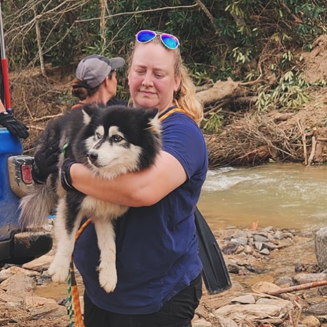 Lady with Rescued Dog