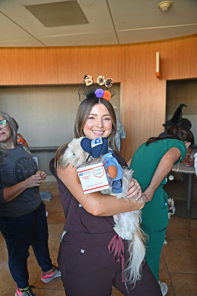 Healthcare worker with dog