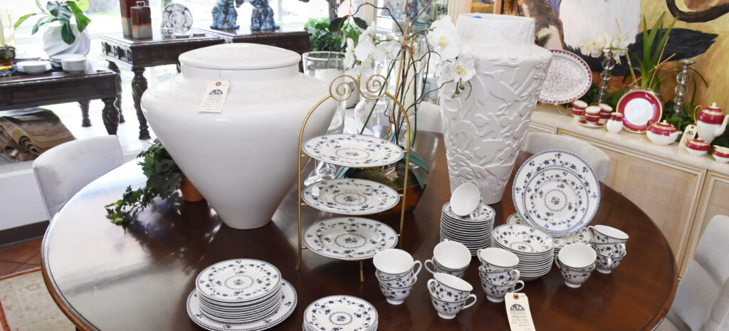 A tabletop covered in glassware