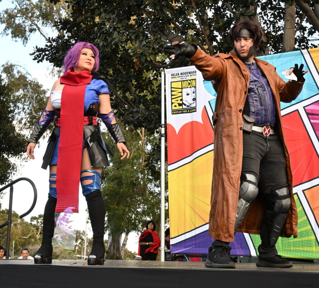 two people dressed as Psylocke and Gambit