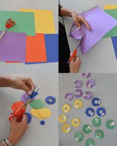 Assembling the Fruit Loops for a DIY Halloween Pet Costume