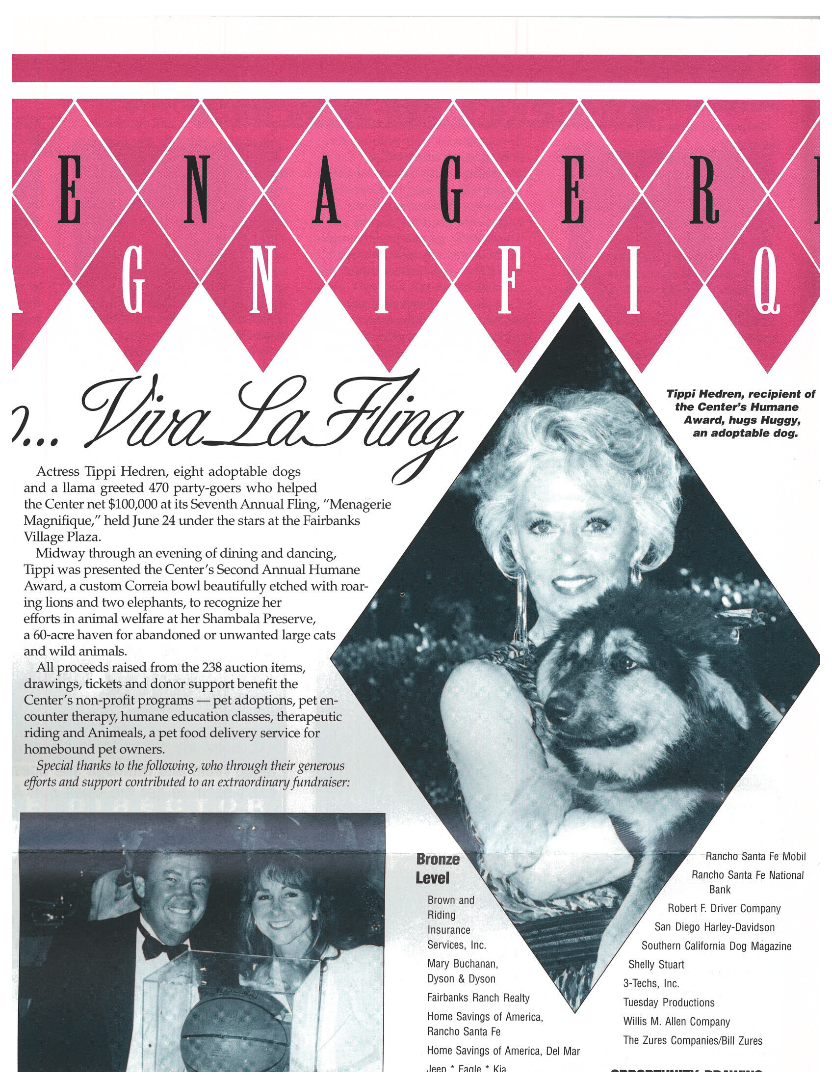 Film Star Tippi Hedren Receives Center's Second Humane Award