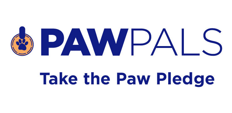 A sign that says PAWPALS Take the Paw Pledge.
