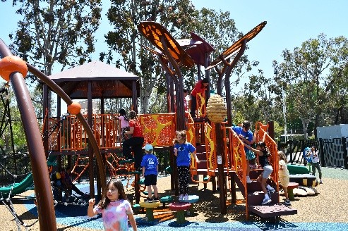Children playing on a playground at critter camp